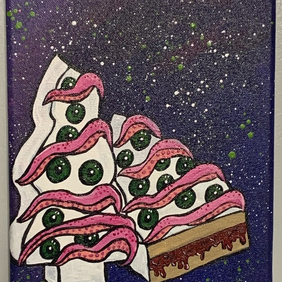 Little Debbie, Alien Christmas Tree Painting, Acrylic on Canvas - Picture 5 of 5